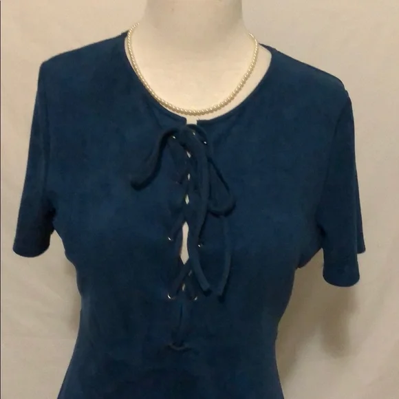 Anthropologie paper crane blue faux suede dress - Picture 4 of 6